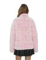 Pink mink jacket soft fur 46 neck pistagna long sleeve closure hooks - Image 6