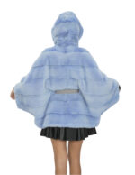 Light Blue Cape Hooded 48/54 Fur Mink Horizontal Hooded Fur Lined - Image 6