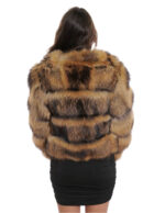 Short jacket with three-quarter sleeve in gold shaded hazelnut 38 fox fur with leather transport - Image 6