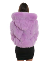 42 Transversale Fuchspelzjacke mit langen Ärmeln und fuchsiafarbener Kapuze mit Reißverschluss – Bild 6