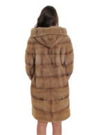 Coat 90cm horizontal mink hazelnut 44 long sleeve hood hooks - Image 6