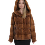 Giacca gold visone pelliccia 48 coulisse vita e cappuccio manica tre quarti cappuccio tasche esterne