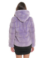 Giacca cappuccio lavanda sfumato visone pelliccia 44 coulisse vita e cappuccio manica lunga