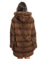 Cappotto gold scuro visone pelliccia 48 sfumato 80 cm manica lunga cappuccio foderato pelliccia