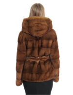 Giacca con cintura esterna pelliccia gold 46 manica lunga orizzontale cappuccio donna