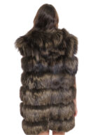 Gilet volpe con cappuccio 62 pelliccia con pelle marrone scamosciata zip oro second life