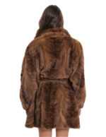 Cappotto petali di visone gold 56 manica con elastico cinta in pelle esterna collo pistagna