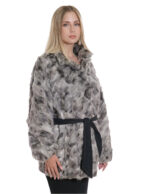 Cappotto petali di persiano collo pistagna 46 elastico polsi cintura in tessuto nero