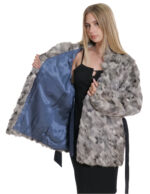 Cappotto petali di persiano collo pistagna 46 elastico polsi cintura in tessuto nero
