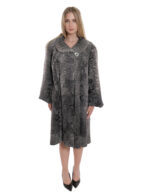 Cappotto a campana persiano grigio 56 collo cratere manica lunga sfumato pelliccia