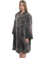 Cappotto a campana persiano grigio 56 collo cratere manica lunga sfumato pelliccia
