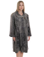 Cappotto a campana persiano grigio 56 collo cratere manica lunga sfumato pelliccia