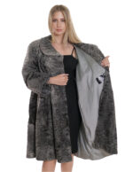 Cappotto a campana persiano grigio 56 collo cratere manica lunga sfumato pelliccia