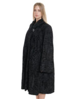 Cappotto lunghissimo persiano nero a campana 54 colletto tondo 112 cm manica lunga