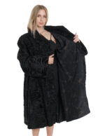Cappotto lunghissimo persiano nero a campana 54 colletto tondo 112 cm manica lunga