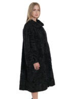 Cappotto 114 cm persiano pelliccia nero 54 manica lunga collo italiano con bottone