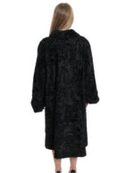 Cappotto 114 cm persiano pelliccia nero 54 manica lunga collo italiano con bottone