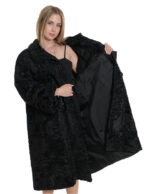 Cappotto 114 cm persiano pelliccia nero 54 manica lunga collo italiano con bottone