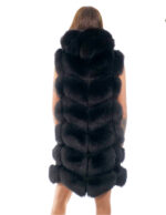 Gilet lungo in pelliccia di volpe nero 56 con cappuccio zip e pelle scamosciata 86 centimetri – Bild 6