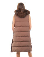 Gilet 94 cm scanbrown visone orizzontale e piumino 54 pelliccia cappuccio coulisse