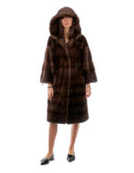 Coat 104 cm hood scanbrown fur 56 mink horizontal drawstring bottom - Image 5