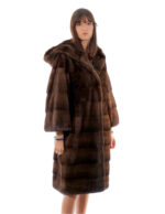 Coat 104 cm hood scanbrown fur 56 mink horizontal drawstring bottom - Image 3