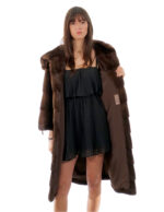 Coat 104 cm hood scanbrown fur 56 mink horizontal drawstring bottom - Image 7