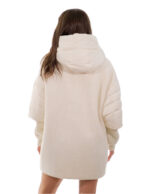 Cappotto bianco 46 lana e piumino donna chiusura zip manicotti lana staccabili con cerniera
