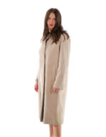 Cappotto 114 centimetri montone tortora beige 52 manica lunga reversibile chiusura bottoni