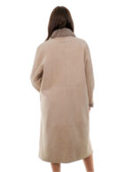 Cappotto 114 centimetri montone tortora beige 52 manica lunga reversibile chiusura bottoni