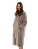 Cappotto 114 centimetri montone tortora beige 48 manica lunga reversibile chiusura bottoni
