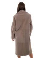 Cappotto 114 centimetri montone tortora beige 48 manica lunga reversibile chiusura bottoni