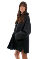 Coat 82cm 48cm Black Sheepskin Shawl Collar Fur Long Sleeve Mug Pockets - Image 3
