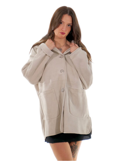 Cappotto 82 centimetri 46 montone perla collo sciallato pelliccia manica lunga reversibile completamente