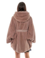 Nerz Cape 48-56 taupe Poncho Vollleder kurzärmeliger Innengürtel Leder Knopfkragen – Bild 5