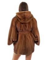 Mink cape 48-56 poncho gold gold full leather short sleeve inner belt leather button collar - Image 5