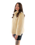 Second life white mink fur jacket 42 collar pistagna free sleeve 3/4 full leather - Image 3