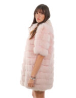 Cappotto volpe rosa orizzontale 44 a mezza manica chiusura ganci collo pistagna tasche esterne