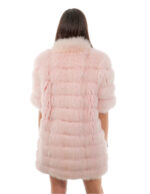 Cappotto volpe rosa orizzontale 44 a mezza manica chiusura ganci collo pistagna tasche esterne