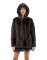 Mahogany 50 Fur Mink Horizontal and Vertical Hood Long Sleeve Closure Hooks