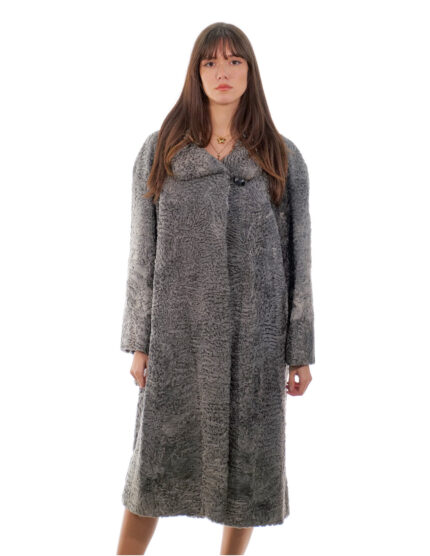 Cappotto 112 centimetri persiano grigio 54 lungo 112 centimetri manica lunga tasche esterne collo italiano