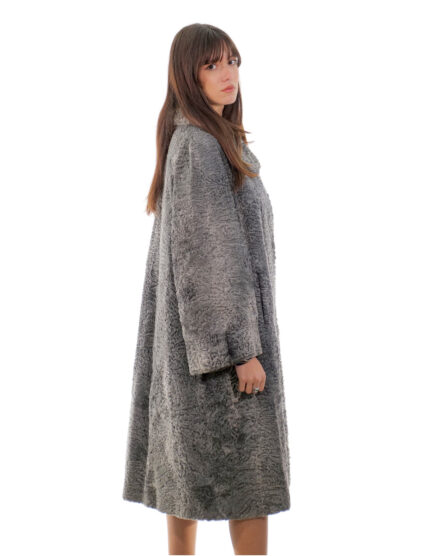 Cappotto 112 centimetri persiano grigio 54 lungo 112 centimetri manica lunga tasche esterne collo italiano