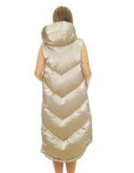 Women's 46cm long silver champagne down jacket sleeveless 112cm long hood - Image 6
