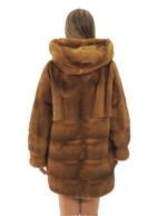 Cappotto oro gold visone pelle intera 50 orizzontale fondo cappuccio manica lunga ganci