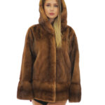 Cappotto visone gold pelle intera 46 spacchetti fondo cappuccio maniche lunghe ganci