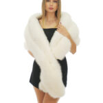 Optical white fox fur stole 2 meters long 40 cm high with ribbon closure