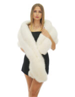 Optical white fox fur stole 2 meters long 40 cm high with ribbon closure