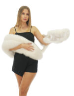 Optical white fox fur stole 2 meters long 40 cm high with ribbon closure - Image 3