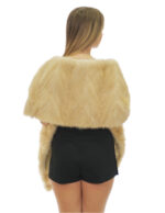184 cm long mink fur stole with beige thin bands with drawstring on the sides - Image 3