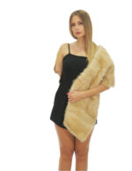 184 cm long mink fur stole with beige thin bands with drawstring on the sides - Image 4